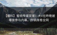 【爆料】蜜桃传媒突发：大V在昨晚被曝曾参与内幕，炸锅席卷全网