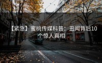 【紧急】蜜桃传媒科普：丑闻背后10个惊人真相