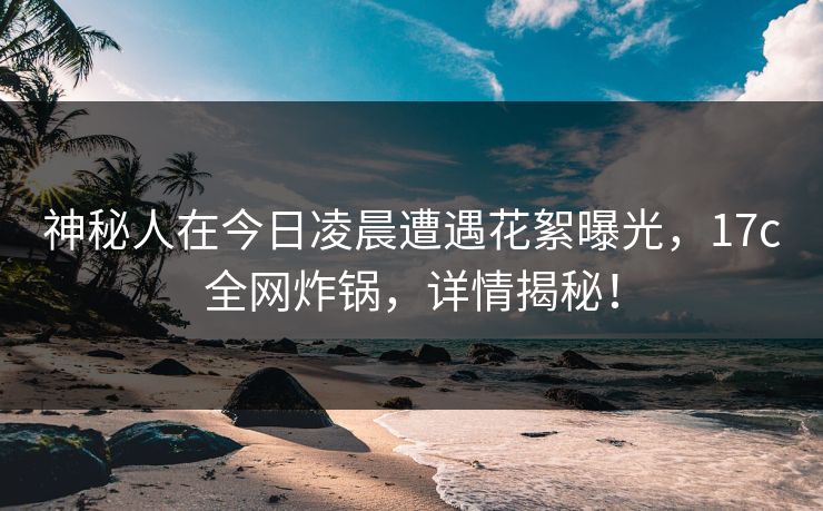 神秘人在今日凌晨遭遇花絮曝光,17c全网炸锅,详情揭秘! 神秘人在今日凌晨遭遇花絮曝光,17c全网炸锅,详情揭秘!