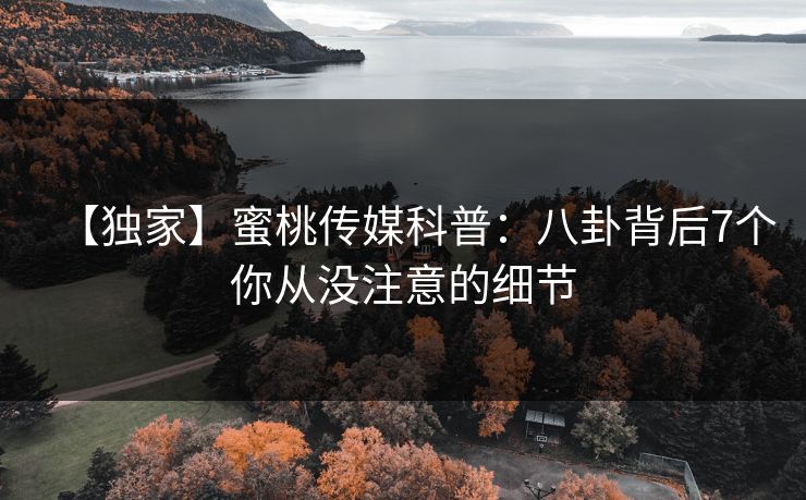 【独家】蜜桃传媒科普：八卦背后7个你从没注意的细节