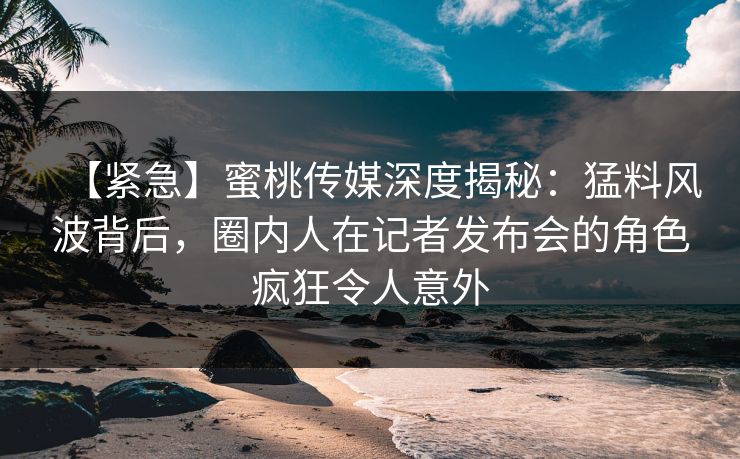 【紧急】蜜桃传媒深度揭秘:猛料风波背后,圈内人在记者发布会的角色疯狂令人意外 【紧急】蜜桃传媒深度揭秘:猛料风波背后,圈内人在记者发布会的角色疯狂令人意外