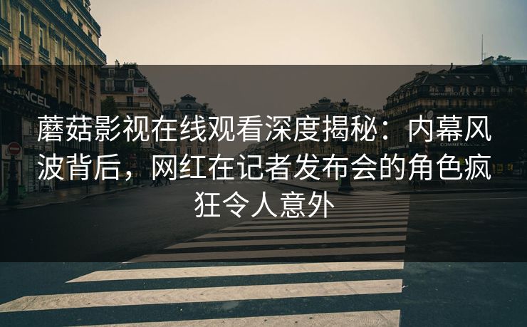蘑菇影视在线观看深度揭秘:内幕风波背后,网红在记者发布会的角色疯狂令人意外 蘑菇影视在线观看深度揭秘:内幕风波背后,网红在记者发布会的角色疯狂令人意外